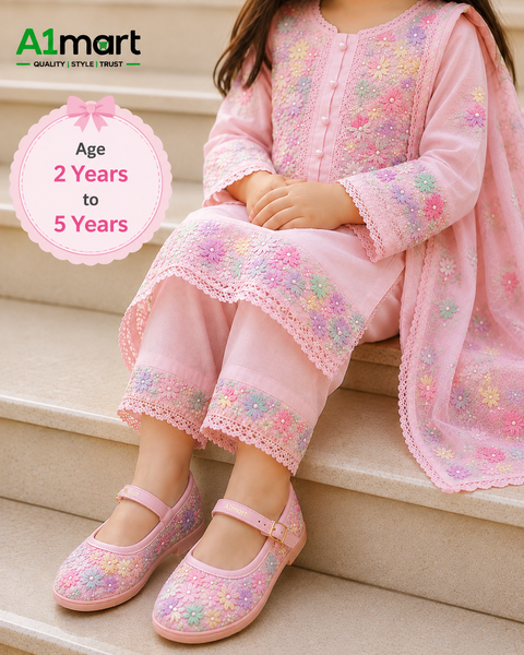 Kids Girls Princess Shoes – Beautiful Flower Pattern for 2–5 Years