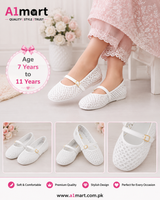 Kids Girls Net Shoes – Stylish Plain Design & Comfortable Fit (7–11 Years)