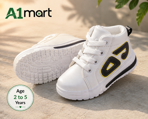 Children’s White Sneakers – Stylish Lace-Up Joggers for 2–5 Years