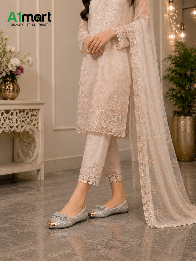 Ladies Party Wear Flats – Elegant Embellished Design