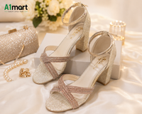 Women’s Fancy Party Wear Heels – Stylish Cross Strap & Block Heel