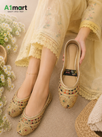 Women’s Embroidered Khussa – Beautiful Multi-Color Floral Design