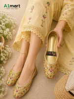 Women’s Embroidered Khussa – Beautiful Multi-Color Floral Design