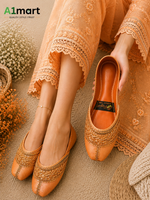Ladies Fancy Khussa – Elegant Gold Embroidery & Traditional Style