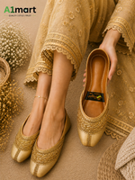 Ladies Fancy Khussa – Elegant Gold Embroidery & Traditional Style