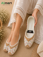 Ladies Traditional Khussa – Stylish Floral Embroidery & Beaded Detail