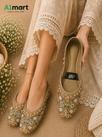 Ladies Traditional Khussa – Stylish Floral Embroidery & Beaded Detail