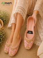 Ladies Traditional Khussa – Stylish Floral Embroidery & Beaded Detail
