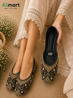 Ladies Traditional Khussa – Stylish Floral Embroidery & Beaded Detail