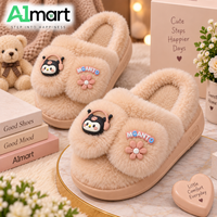 Girls Cute Plush Fur Slides – Comfortable Winter Home Slippers