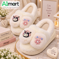 Girls Cute Plush Fur Slides – Comfortable Winter Home Slippers
