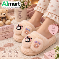 Girls Cute Plush Fur Slides – Comfortable Winter Home Slippers